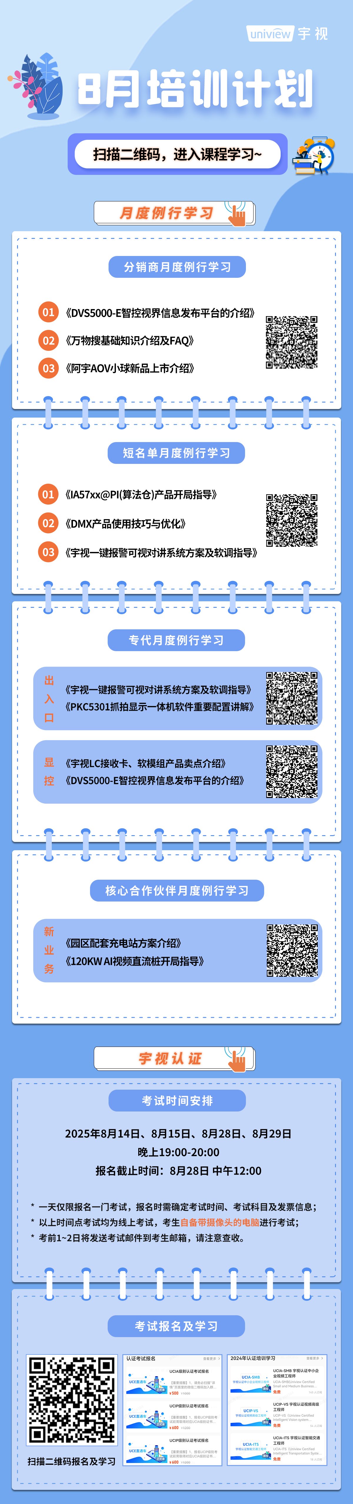 宇視科技8月培訓計劃